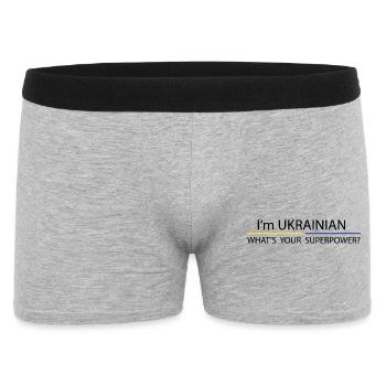 Ich bin Ukrainer, was ist deine Superkraft? - Männer Boxer Shorts - Grau meliert - Vorne