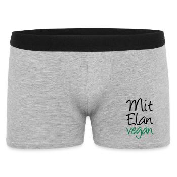 Mit Elan vegan Veganer, Geschenk, Spruch, Fun - Männer Boxer Shorts - Grau meliert - Vorne
