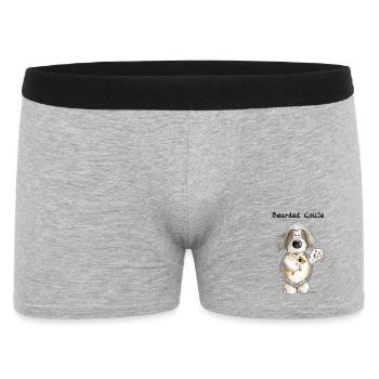 Collie barbu avec ours - Boxer Homme - gris chiné - Devant