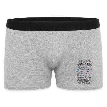 Schmetterlinge und mein Garten - Männer Boxer Shorts - Grau meliert - Vorne