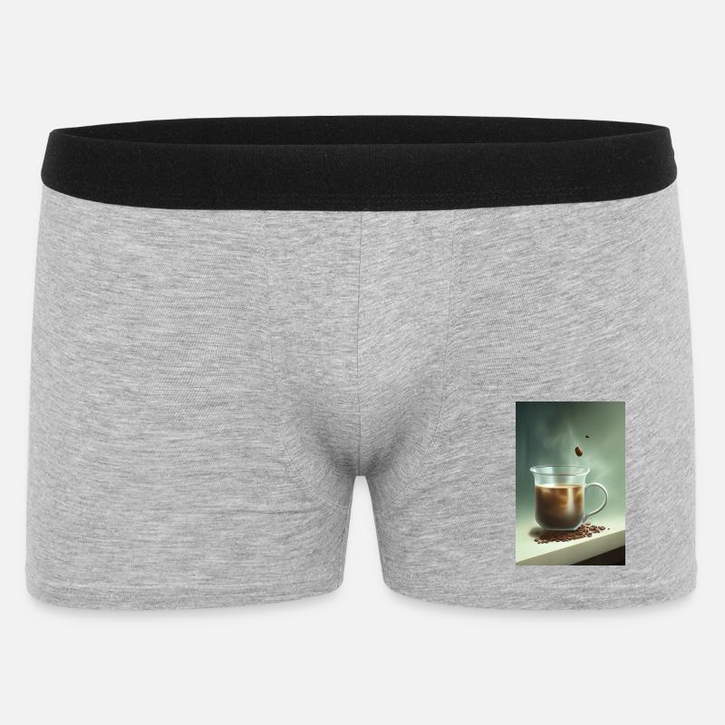 Kaffee, Kaffeebohnen - Männer Boxer Shorts - Grau meliert