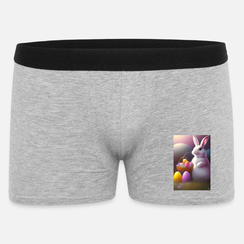 Osterhase mit Oster Eier - Männer Boxer Shorts - Grau meliert