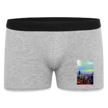 New York City Skyline - Männer Boxer Shorts - Grau meliert - Vorne