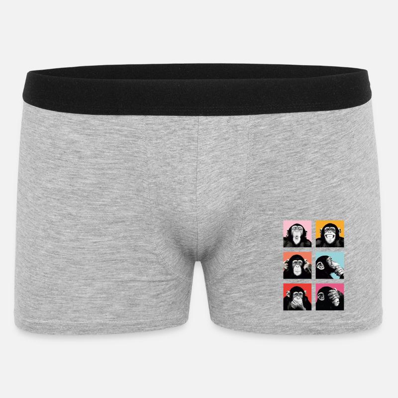 Pop-Art Affe Farbexplosion - Männer Boxer Shorts - Grau meliert