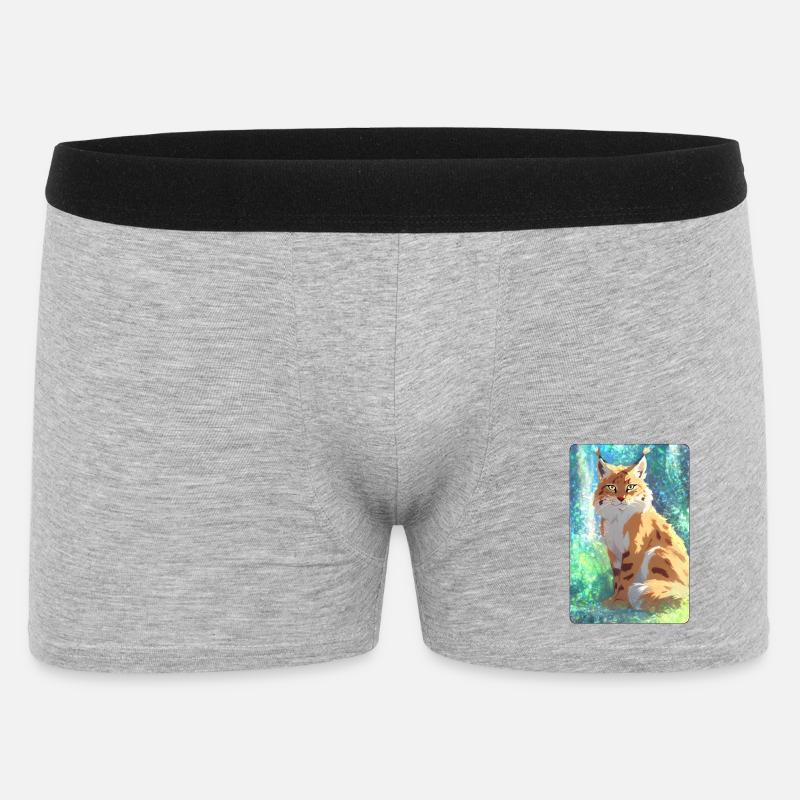 Luchs im Wald - Männer Boxer Shorts - Grau meliert