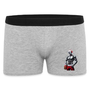 Cyber robot with Santa hat and gift - Men's Boxer Shorts - heather grey - Front