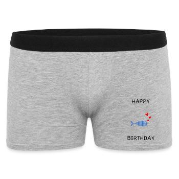 ANNIVERSAIRE. HAPPY BIRTHDAY. JOYEUX ANNIVERSAIRE. - Boxer Homme - gris chiné - Devant
