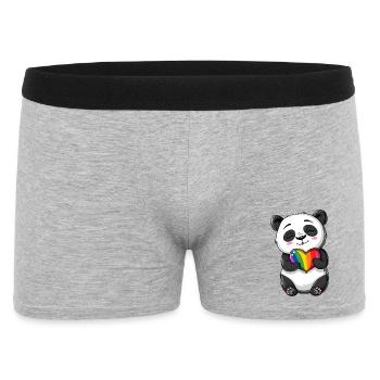 Panda Cartoon holding a Pride Rainbow Heart - Men's Boxer Shorts - heather grey - Front