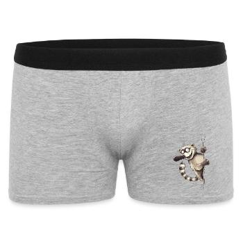 Lustiger Nasenbär Tiermotiv Tiercartoon Wildtier - Männer Boxer Shorts - Grau meliert - Vorne