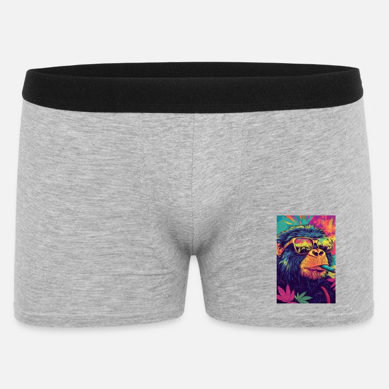 Psychedelischer Affe mit Sonnenbrille - Männer Boxer Shorts - Grau meliert