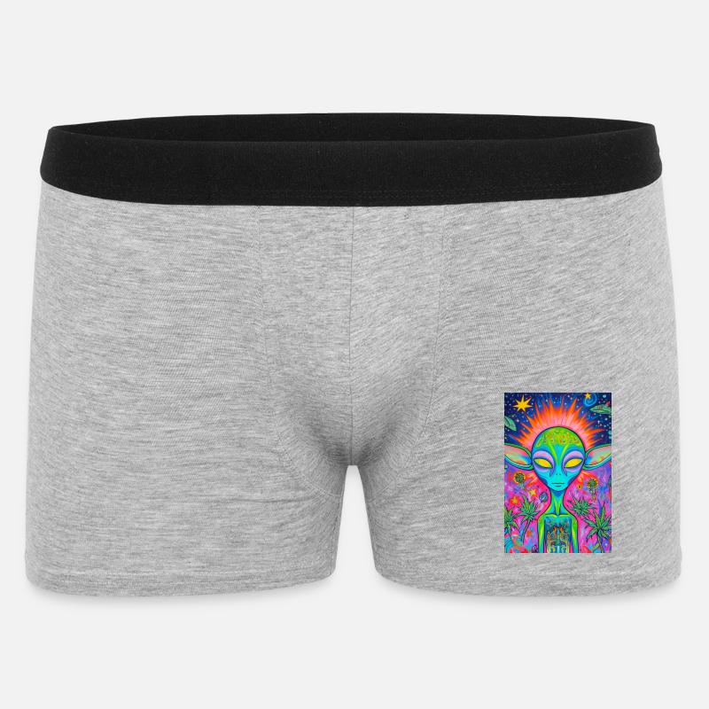 Psychedelischer Alien Neon Garten - Männer Boxer Shorts - Grau meliert