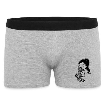 Cartoon Saxophone Girl - Men's Boxer Shorts - heather grey - Front