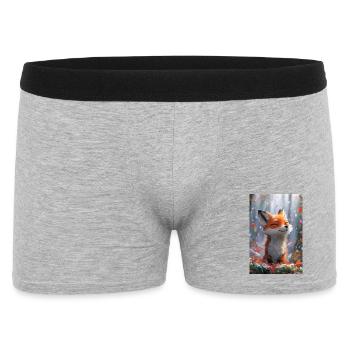Fuchs Illustration Poster - Männer Boxer Shorts - Grau meliert - Vorne