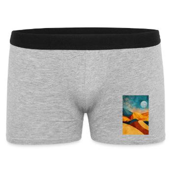 Wüstenlandschaft Illustration Poster - Männer Boxer Shorts - Grau meliert - Vorne