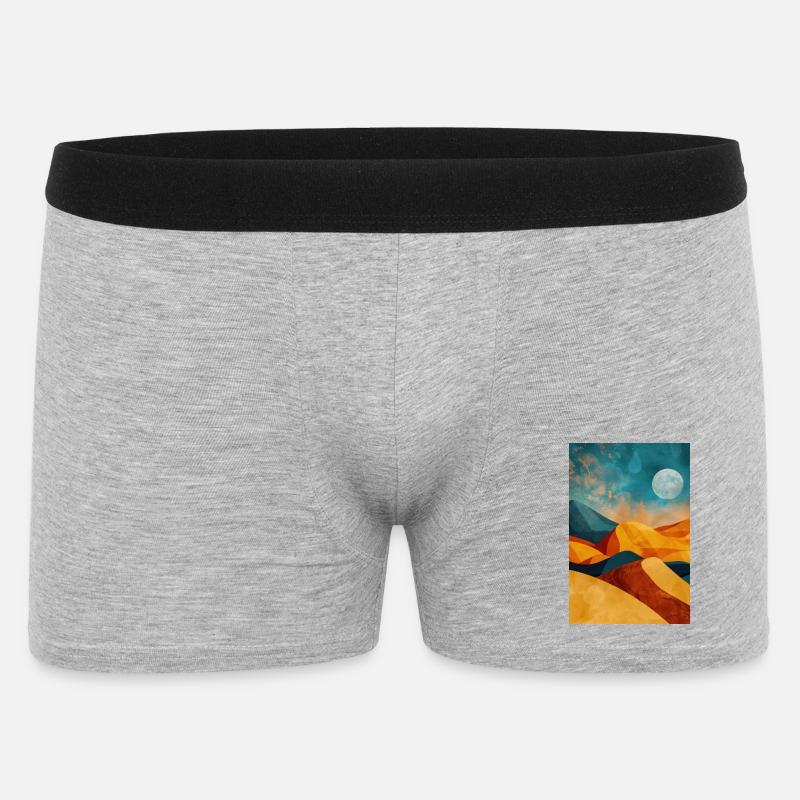 Wüstenlandschaft Illustration Poster - Männer Boxer Shorts - Grau meliert