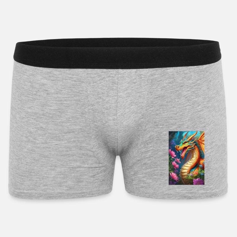 Glutdrache im blühenden Wald - Männer Boxer Shorts - Grau meliert