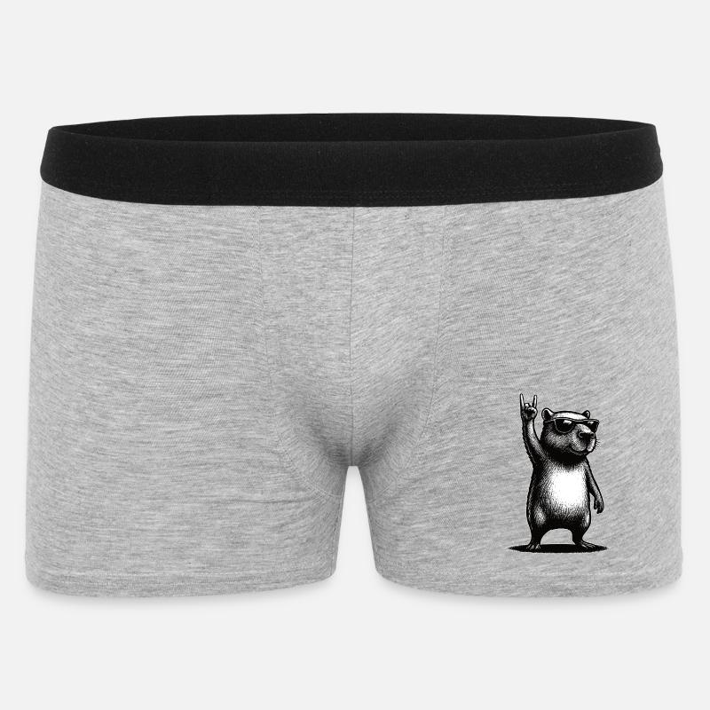 Rock Capybara - Männer Boxer Shorts - Grau meliert
