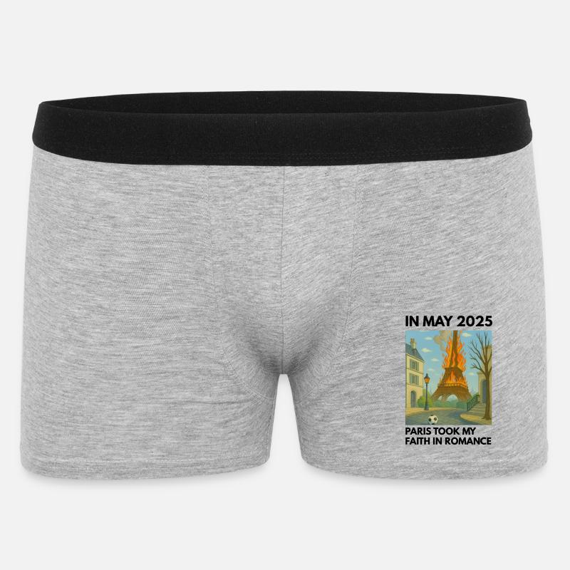 Eiffelturm on Fire - Männer Boxer Shorts - Grau meliert