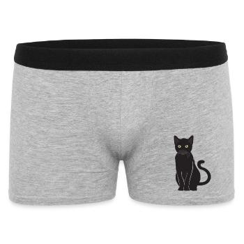 Black cat lucky charm watchful gaze - Men's Boxer Shorts - heather grey - Front
