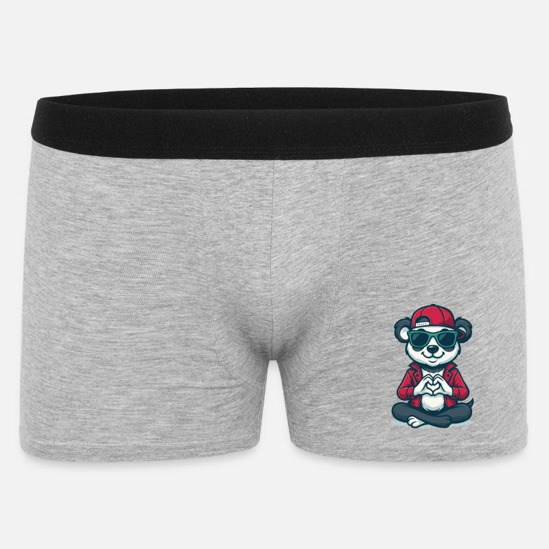 Chill Heart Panda - Männer Boxer Shorts - Grau meliert