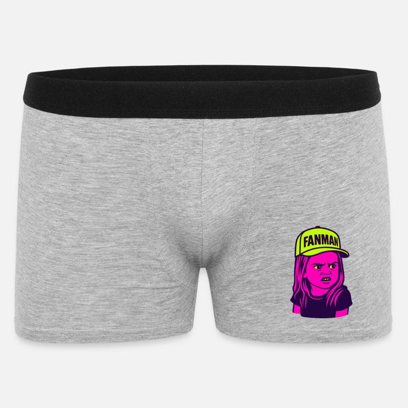 FANMAN Pop-Art-Mädchen mit Cap - Männer Boxer Shorts - Grau meliert