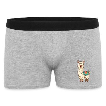 Süßes Lama Motiv Design | Comic Cartoon Style Cute - Männer Boxer Shorts - Grau meliert - Vorne