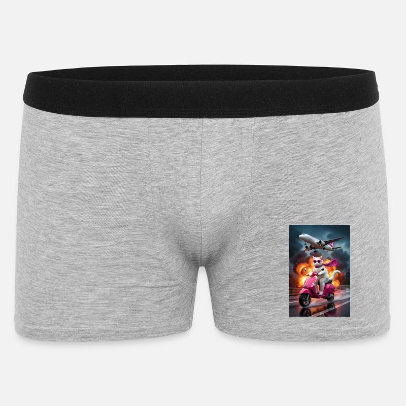 Stilistisches Kätzchen auf Roller - Männer Boxer Shorts - Grau meliert