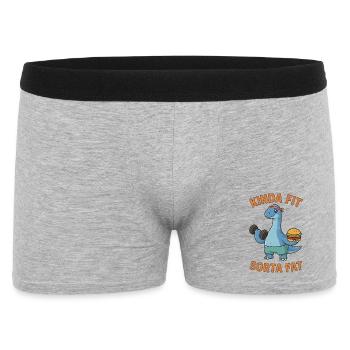 Kinda Fit Sorta Fat Funny Gym Cute Hippo Retro - Männer Boxer Shorts - Grau meliert - Vorne