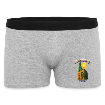 Hamburg Michel Shirt – St. Michaelis Kirche Retro  - Männer Boxer Shorts - Grau meliert - Vorne