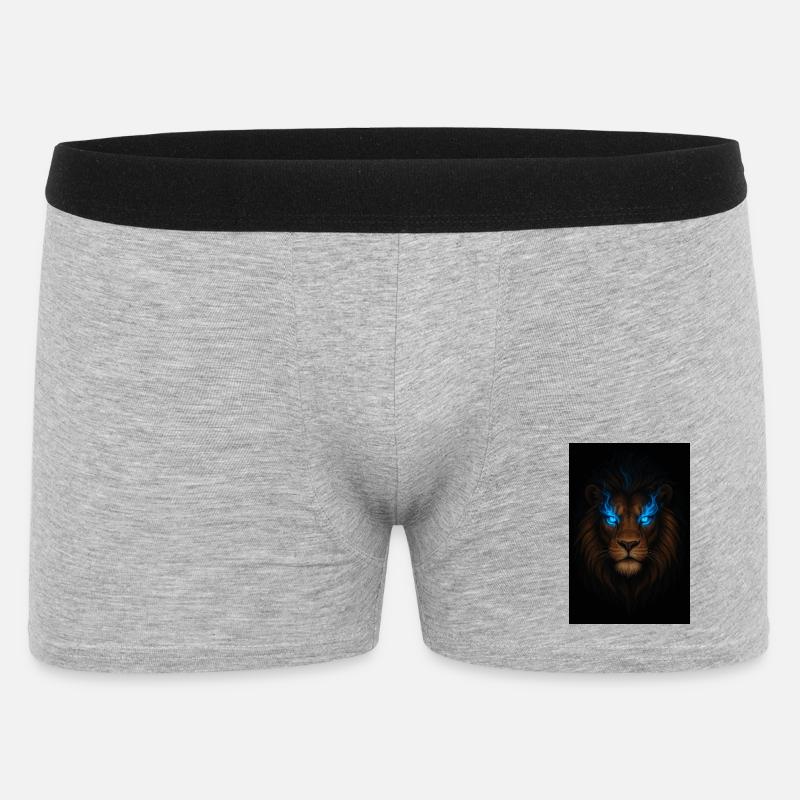 Leidenschaftlicher Löwenkopf mit blauer Energie - Männer Boxer Shorts - Grau meliert