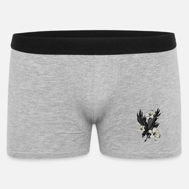 Corbeau noir avec lys blancs - Boxer Homme - gris chiné