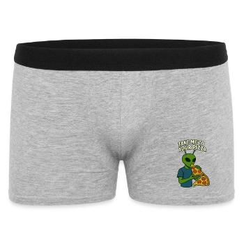 Alien Pizza T-Shirt Design with Slogan  - Men's Boxer Shorts - heather grey - Front