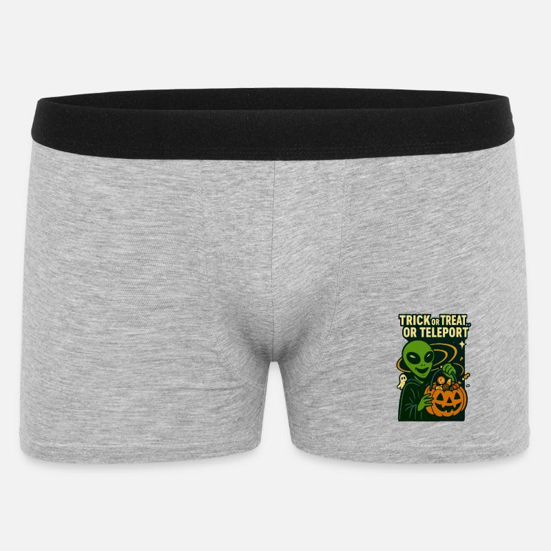 Alien Halloween T-Shirt – Süßes oder Saures... oder... - Männer Boxer Shorts - Grau meliert