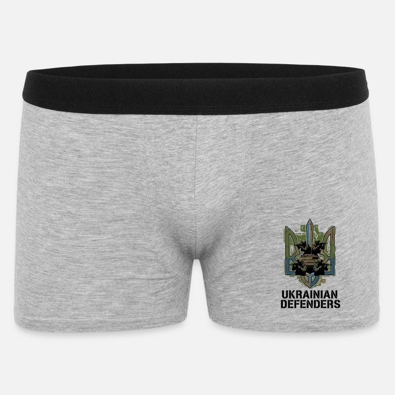 Emblem der ukrainischen Verteidiger - Männer Boxer Shorts - Grau meliert
