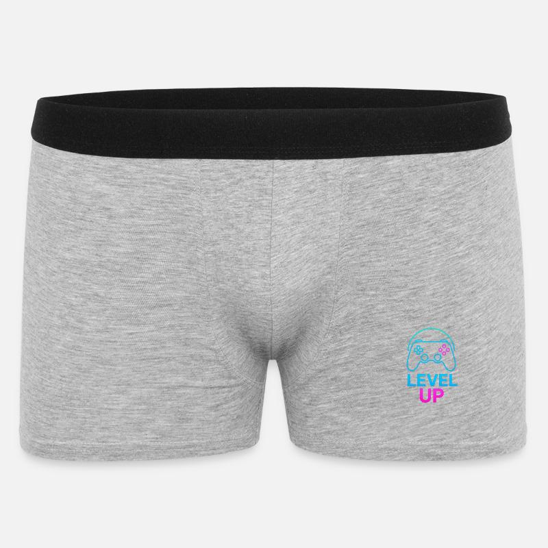 Level Up Neon Controller Grafik - Männer Boxer Shorts - Grau meliert