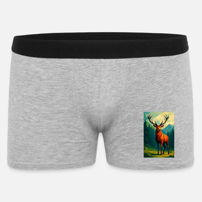Polynature Hirsch - Männer Boxer Shorts - Grau meliert