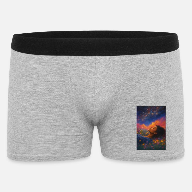 Étoile de lune dans le champ de fleurs - Boxer Homme - gris chiné