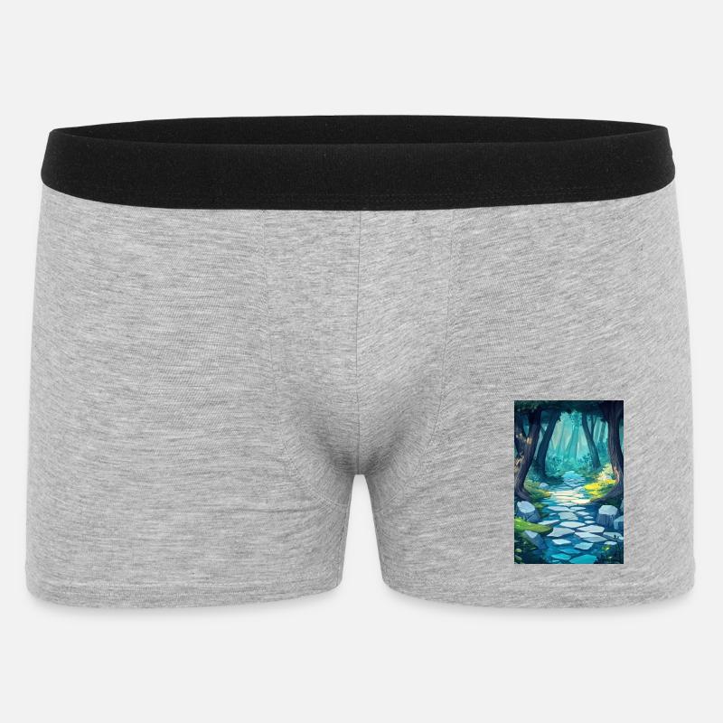 Illustration einer Waldlandschaft - Männer Boxer Shorts - Grau meliert