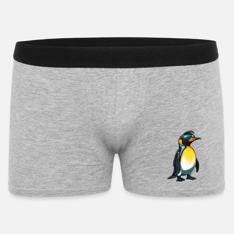 lustiger Pinguin mit Sonnenbrille :) - Männer Boxer Shorts - Grau meliert