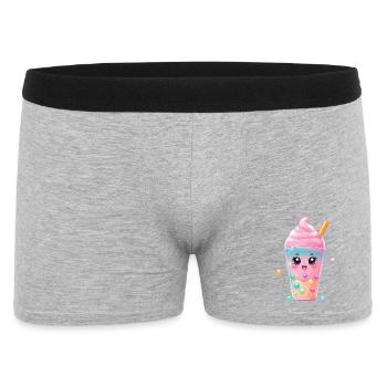 Kawaii Bubble Tea Becher Pastell - Männer Boxer Shorts - Grau meliert - Vorne