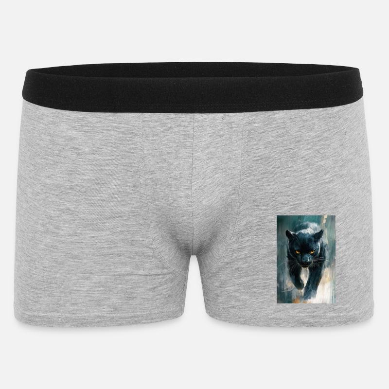 Illustration eines Panthers - Männer Boxer Shorts - Grau meliert