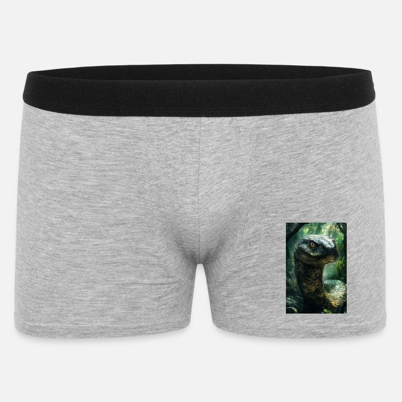 Illustration einer Schlange - Männer Boxer Shorts - Grau meliert