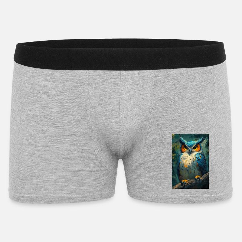 Illustration einer Eule - Männer Boxer Shorts - Grau meliert