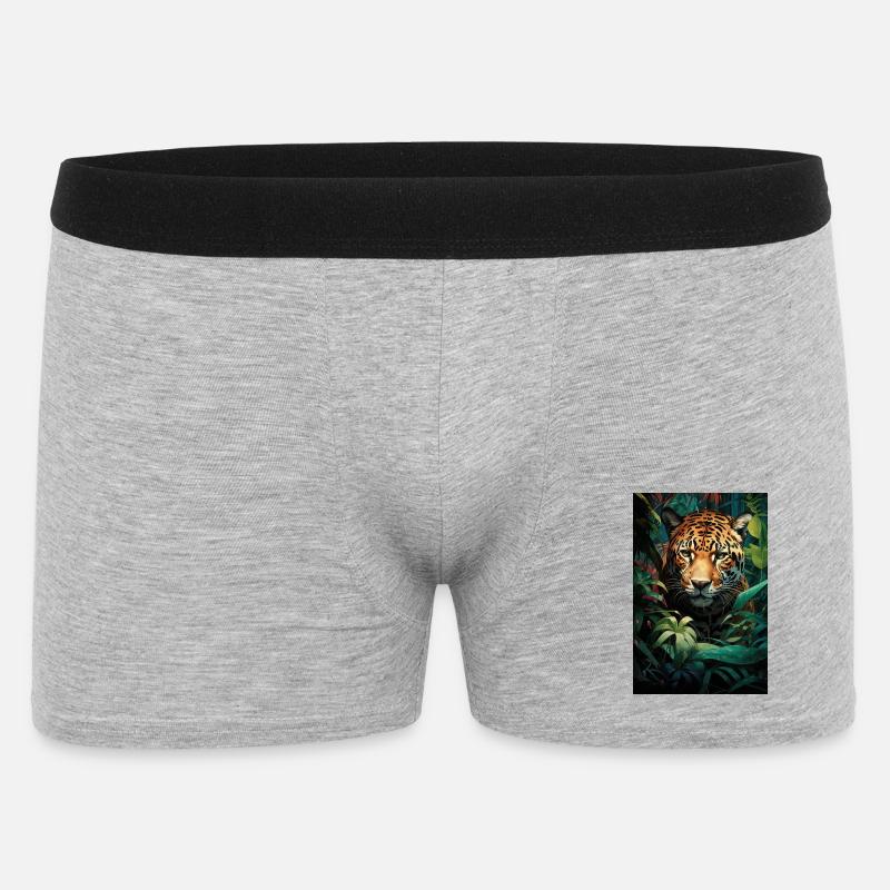 Illustration eines Jaguars - Männer Boxer Shorts - Grau meliert