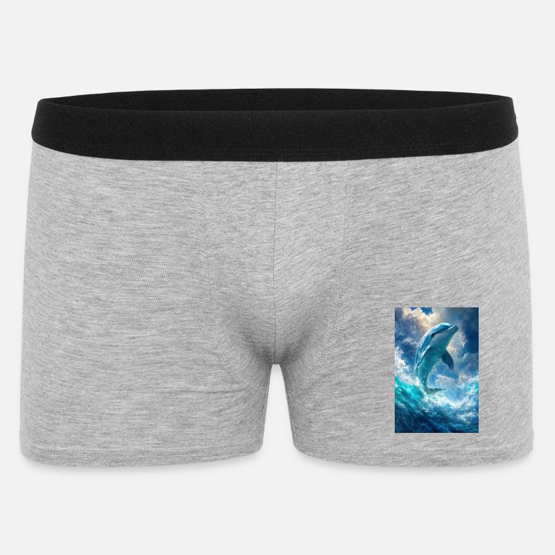 Illustration eines Delfins - Männer Boxer Shorts - Grau meliert