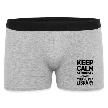 Gardez votre calme. Sérieusement, vous êtes dans une bibliothèque. - Boxer Homme - gris chiné - Devant