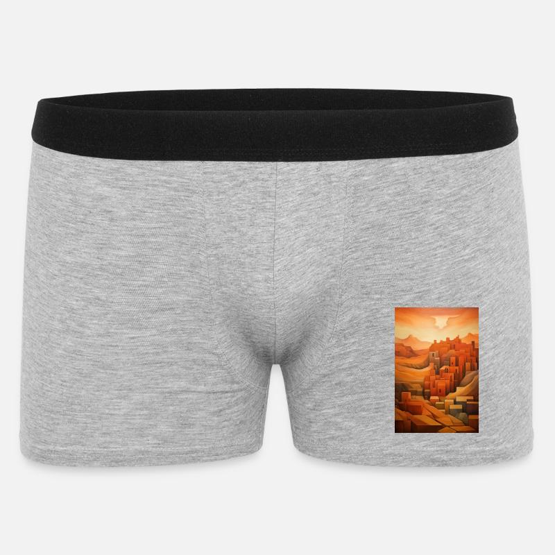 Illustration einer Wüstenlandschaft - Männer Boxer Shorts - Grau meliert