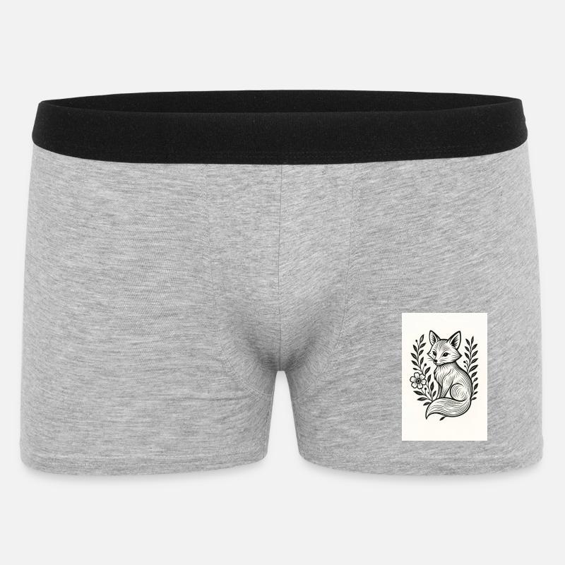 Fuchs im Blumenkranz Lineart - Männer Boxer Shorts - Grau meliert