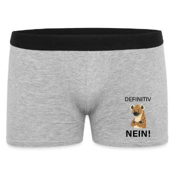 Selbstbewusste Hyäne Cartoon. Definitiv NEIN! - Männer Boxer Shorts - Grau meliert - Vorne