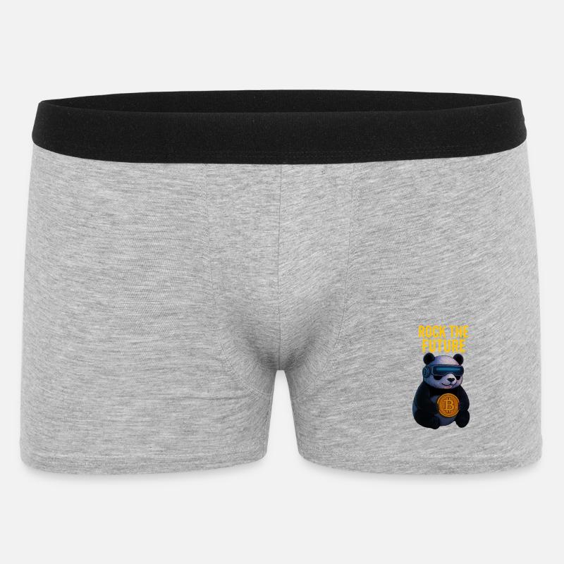 Rock the Future Panda Bitcoin - Männer Boxer Shorts - Grau meliert